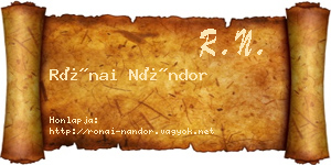 Rónai Nándor névjegykártya